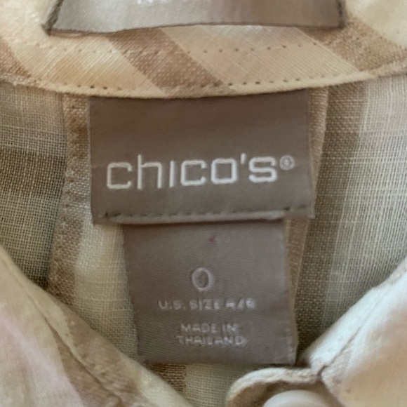 Chicos  linen tunic shirt, size 0, traditional size M, cream and beige stripes. - Picture 4 of 7